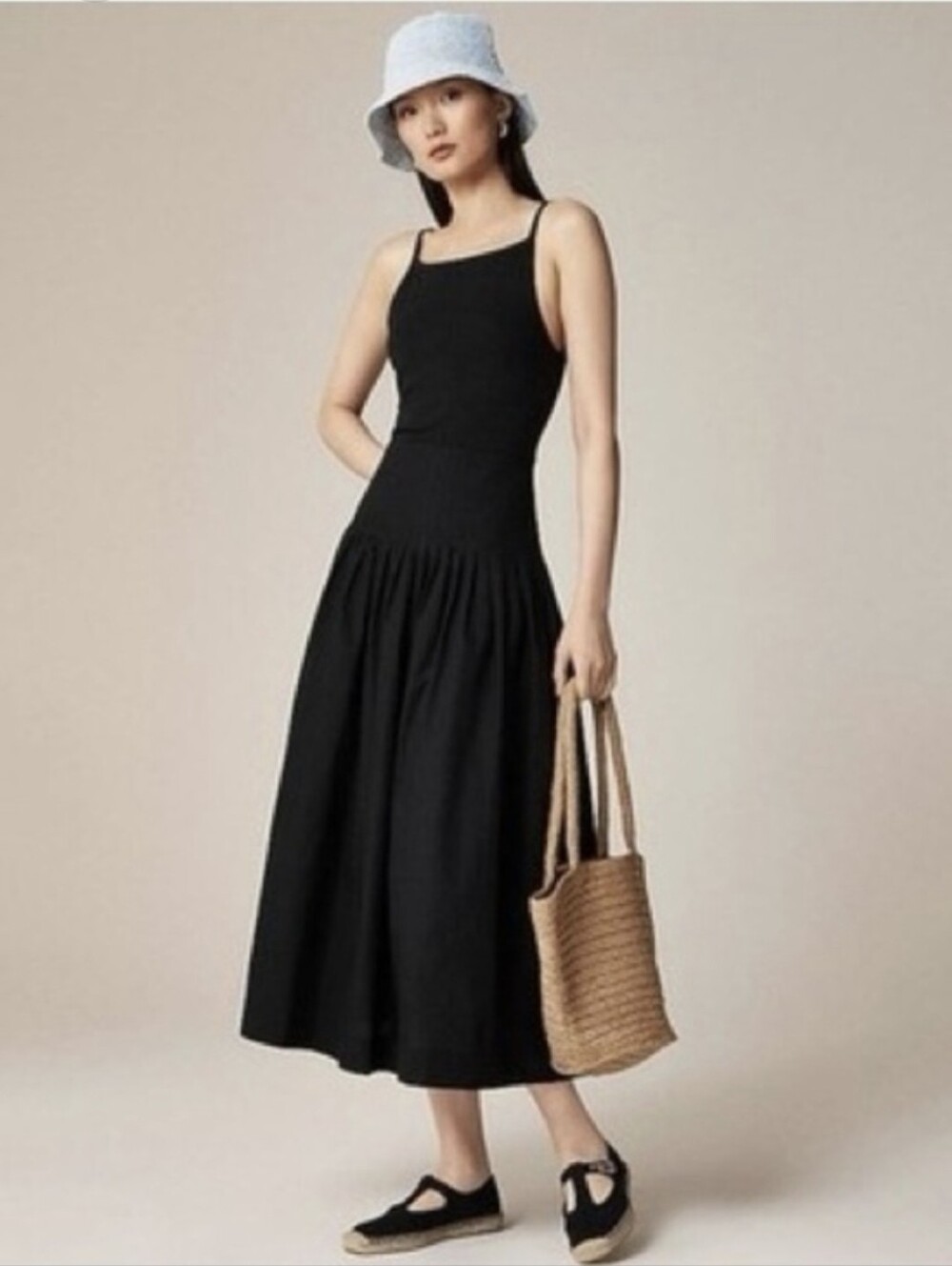 J.Crew Black Maxi Spaghetti-Strap Dress